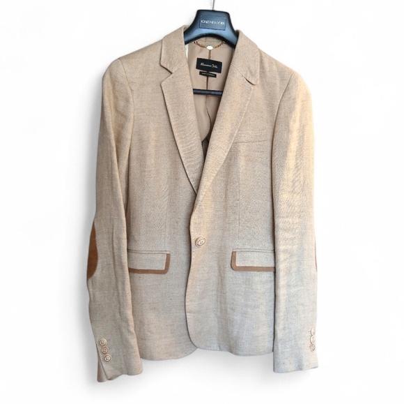 NWT Massimo Dutti Beige Textured Linen Blend Blazer - Size 38 / US 6 - Picture 4 of 16